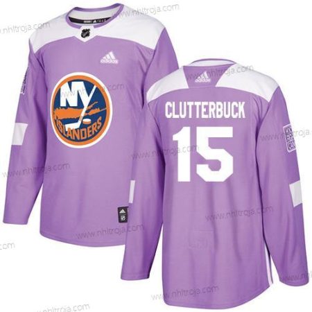 Adidas Herrar New York Islanders #15 Cal Clutterbuck Lila Autentisk Bekämpar cancer Stitched NHL Tröjor