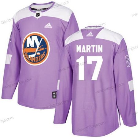 Adidas Herrar New York Islanders #17 Matt Martin Lila Autentisk Bekämpar cancer Stitched NHL Tröjor