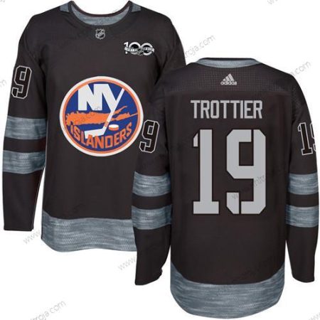 Adidas Herrar New York Islanders #19 Bryan Trottier Svart 1917-2017 100th Jubileum Stitched NHL Tröjor