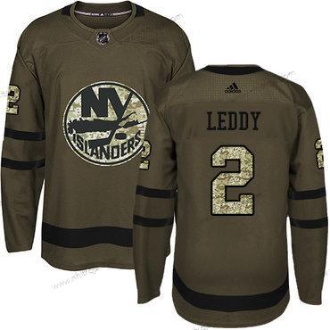 Adidas Herrar New York Islanders #2 Nick Leddy Grön Salute to Service Stitched NHL Tröjor