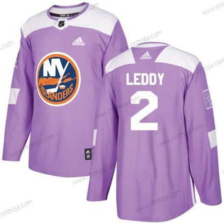 Adidas Herrar New York Islanders #2 Nick Leddy Lila Autentisk Bekämpar cancer Stitched NHL Tröjor