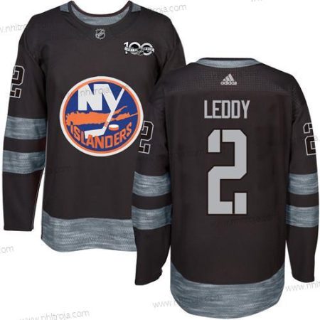 Adidas Herrar New York Islanders #2 Nick Leddy Svart 1917-2017 100th Jubileum Stitched NHL Tröjor