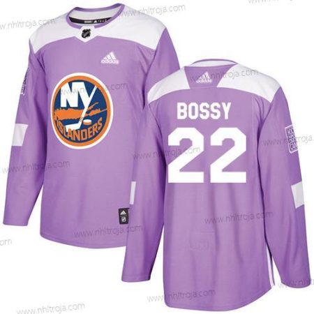 Adidas Herrar New York Islanders #22 Mike Bossy Lila Autentisk Bekämpar cancer Stitched NHL Tröjor