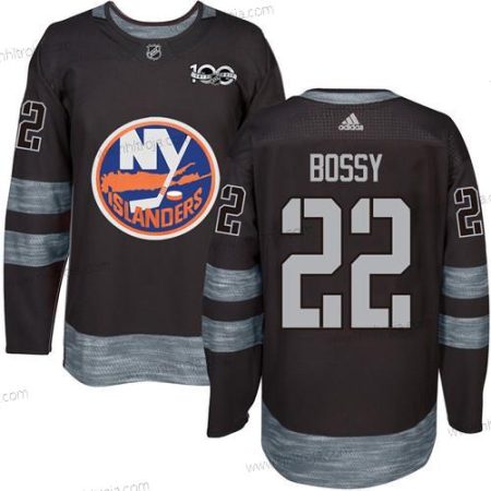 Adidas Herrar New York Islanders #22 Mike Bossy Svart 1917-2017 100th Jubileum Stitched NHL Tröjor