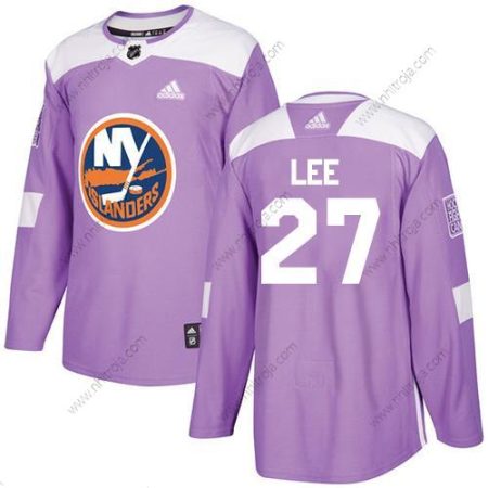 Adidas Herrar New York Islanders #27 Anders Lee Lila Autentisk Bekämpar cancer Stitched NHL Tröjor