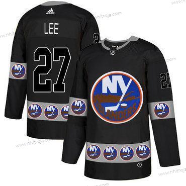 Adidas Herrar New York Islanders #27 Anders Lee Svart Team Logos Tröjor