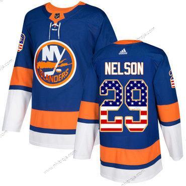 Adidas Herrar New York Islanders #29 Brock Nelson Royal Blå Autentisk USA Flag Stitched NHL Hemma Tröjor