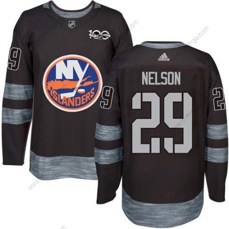 Adidas Herrar New York Islanders #29 Brock Nelson Svart 1917-2017 100th Jubileum Stitched NHL Tröjor