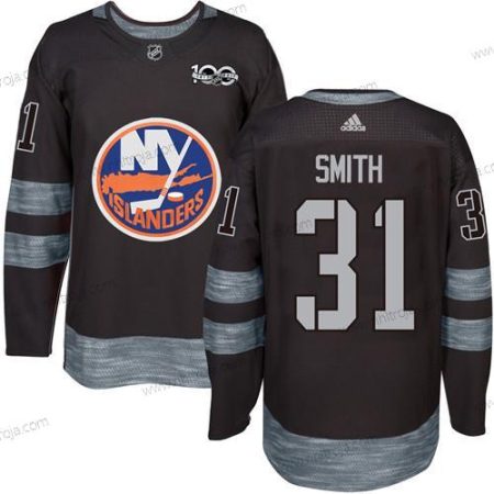 Adidas Herrar New York Islanders #31 Billy Smith Svart 1917-2017 100th Jubileum Stitched NHL Tröjor