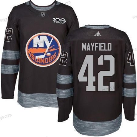 Adidas Herrar New York Islanders #42 Scott Mayfield Svart Autentisk 1917-2017 100th Jubileum NHL Tröjor