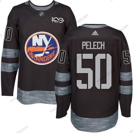 Adidas Herrar New York Islanders #50 Adam Pelech Svart 1917-2017 100th Jubileum Stitched NHL Tröjor