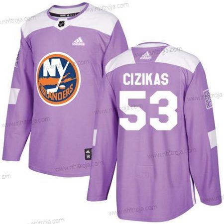 Adidas Herrar New York Islanders #53 Casey Cizikas Lila Autentisk Bekämpar cancer Stitched NHL Tröjor