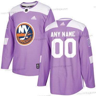 Adidas Herrar New York Islanders Skräddarsydda Lila Rosa Hockey Bekämpar cancer Träning Tröjor