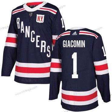 Adidas Herrar New York Rangers #1 Eddie Giacomin Marin Blå Autentisk 2018 Vinter Klassisk Stitched NHL Tröjor