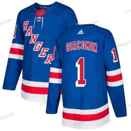 Adidas Herrar New York Rangers #1 Eddie Giacomin Royal Blå Autentisk Stitched NHL Hemma Tröjor