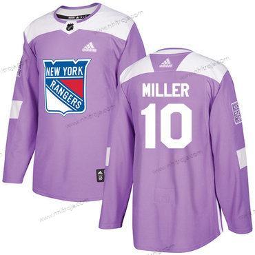 Adidas Herrar New York Rangers #10 J.T. Miller Lila Autentisk Bekämpar cancer Stitched NHL Tröjor