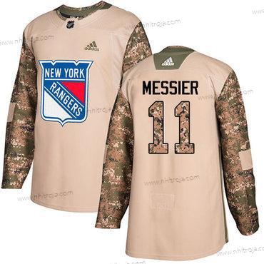 Adidas Herrar New York Rangers #11 Mark Messier Camo Autentisk 2017 Veterans Day Stitched NHL Tröjor