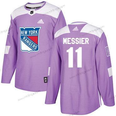 Adidas Herrar New York Rangers #11 Mark Messier Lila Autentisk Bekämpar cancer Stitched NHL Tröjor