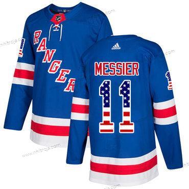 Adidas Herrar New York Rangers #11 Mark Messier Royal Blå Autentisk USA Flag Stitched NHL Hemma Tröjor