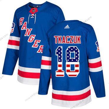 Adidas Herrar New York Rangers #18 Walt Tkaczuk Royal Blå Autentisk USA Flag Stitched NHL Hemma Tröjor