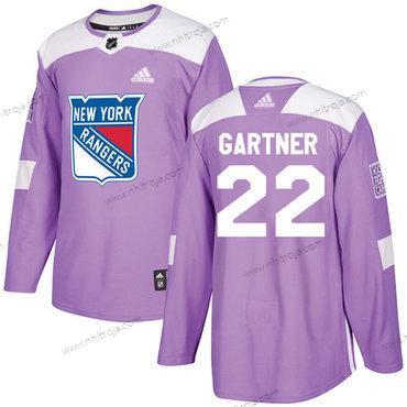 Adidas Herrar New York Rangers #22 Mike Gartner Lila Autentisk Bekämpar cancer Stitched NHL Tröjor