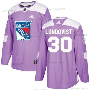 Adidas Herrar New York Rangers #30 Henrik Lundqvist Lila Autentisk Bekämpar cancer Stitched NHL Tröjor