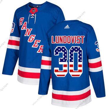 Adidas Herrar New York Rangers #30 Henrik Lundqvist Royal Blå Autentisk USA Flag Stitched NHL Hemma Tröjor