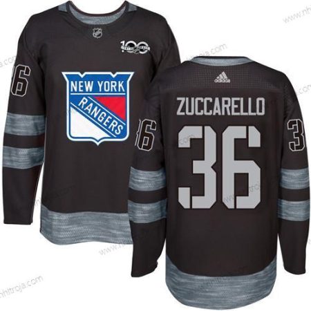 Adidas Herrar New York Rangers #36 Mats Zuccarello Svart 1917-2017 100th Jubileum Stitched NHL Tröjor