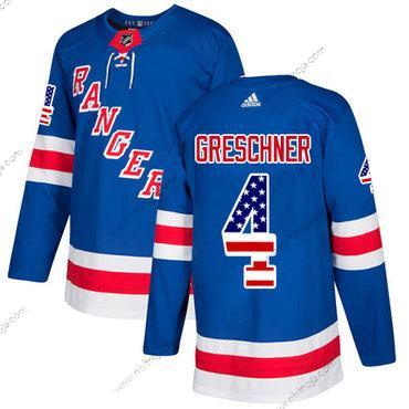 Adidas Herrar New York Rangers #4 Ron Greschner Royal Blå Autentisk USA Flag Stitched NHL Hemma Tröjor