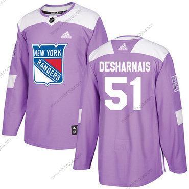 Adidas Herrar New York Rangers #51 David Desharnais Lila Autentisk Bekämpar cancer Stitched NHL Tröjor