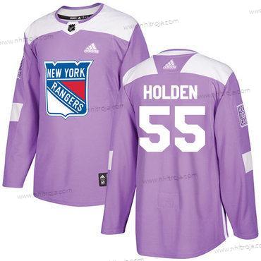 Adidas Herrar New York Rangers #55 Nick Holden Lila Autentisk Bekämpar cancer Stitched NHL Tröjor