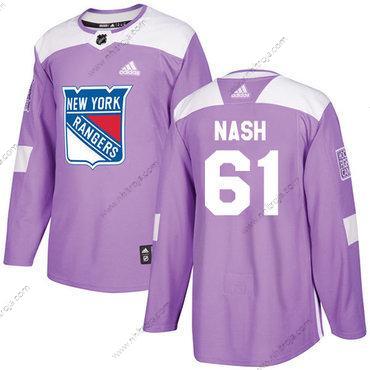 Adidas Herrar New York Rangers #61 Rick Nash Lila Autentisk Bekämpar cancer Stitched NHL Tröjor