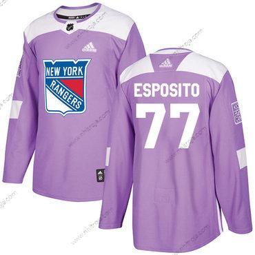 Adidas Herrar New York Rangers #77 Phil Esposito Lila Autentisk Bekämpar cancer Stitched NHL Tröjor