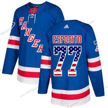 Adidas Herrar New York Rangers #77 Phil Esposito Royal Blå Autentisk USA Flag Stitched NHL Hemma Tröjor