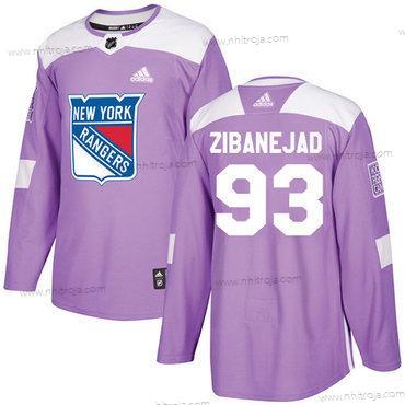 Adidas Herrar New York Rangers #93 Mika Zibanejad Lila Autentisk Bekämpar cancer Stitched NHL Tröjor