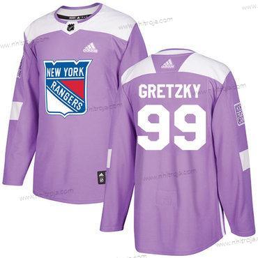 Adidas Herrar New York Rangers #99 Wayne Gretzky Lila Autentisk Bekämpar cancer Stitched NHL Tröjor