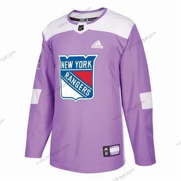 Adidas Herrar New York Rangers Skräddarsydda Lila Rosa Hockey Bekämpar cancer Träning Tröjor