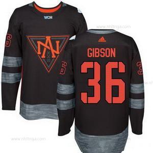 Adidas Herrar North Amerika Hockey #36 John Gibson Svart 2016 World Cup Of Hockey Stitched WCH Game Tröjor