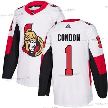 Adidas Herrar Ottawa Senators #1 Mike Condon Autentisk Vit NHL Borta Tröjor