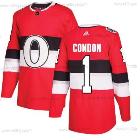 Adidas Herrar Ottawa Senators #1 Mike Condon Röd Autentisk 2017 100 Klassisk Stitched NHL Tröjor