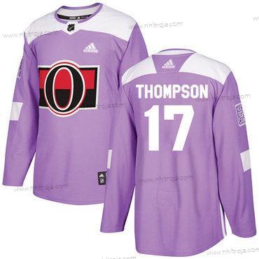 Adidas Herrar Ottawa Senators #17 Nate Thompson Lila Autentisk Bekämpar cancer Stitched NHL Tröjor