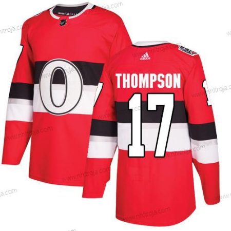 Adidas Herrar Ottawa Senators #17 Nate Thompson Röd Autentisk 2017 100 Klassisk Stitched NHL Tröjor