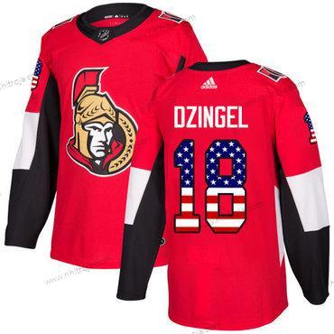 Adidas Herrar Ottawa Senators #18 Ryan Dzingel Röd Autentisk USA Flag Stitched NHL Hemma Tröjor