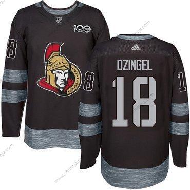 Adidas Herrar Ottawa Senators #18 Ryan Dzingel Svart 1917-2017 100th Jubileum Stitched NHL Tröjor