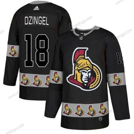 Adidas Herrar Ottawa Senators #18 Ryan Dzingel Svart Autentisk Team Logo Stitched NHL Tröjor