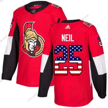 Adidas Herrar Ottawa Senators #25 Chris Neil Röd Autentisk USA Flag Stitched NHL Hemma Tröjor