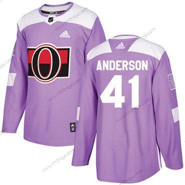 Adidas Herrar Ottawa Senators #41 Craig Anderson Lila Autentisk Bekämpar cancer Stitched NHL Tröjor