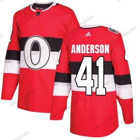 Adidas Herrar Ottawa Senators #41 Craig Anderson Röd Autentisk 2017 100 Klassisk Stitched NHL Tröjor