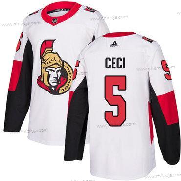 Adidas Herrar Ottawa Senators #5 Cody Ceci Autentisk Vit NHL Borta Tröjor