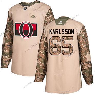 Adidas Herrar Ottawa Senators #65 Erik Karlsson Camo Autentisk 2017 Veterans Day Stitched NHL Tröjor